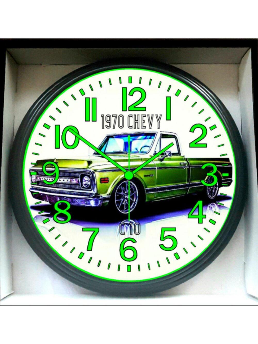 1970 C10 Chevy Chevrolet Glow In The Dark Wall Clock New!
